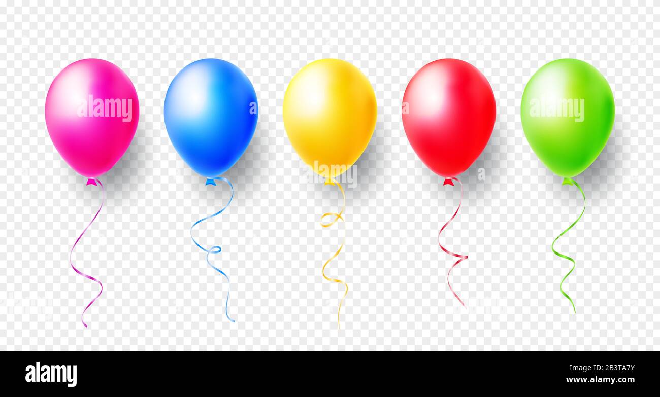 Colorful balloons set on transparent background. Vector illustration ...