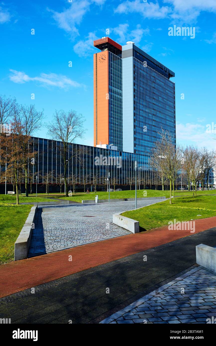 The TU facultiet EWI, part of the Delft University of Technology, architect Van Bruggen, Sterkenburg, Drexhage and Bodon Stock Photo