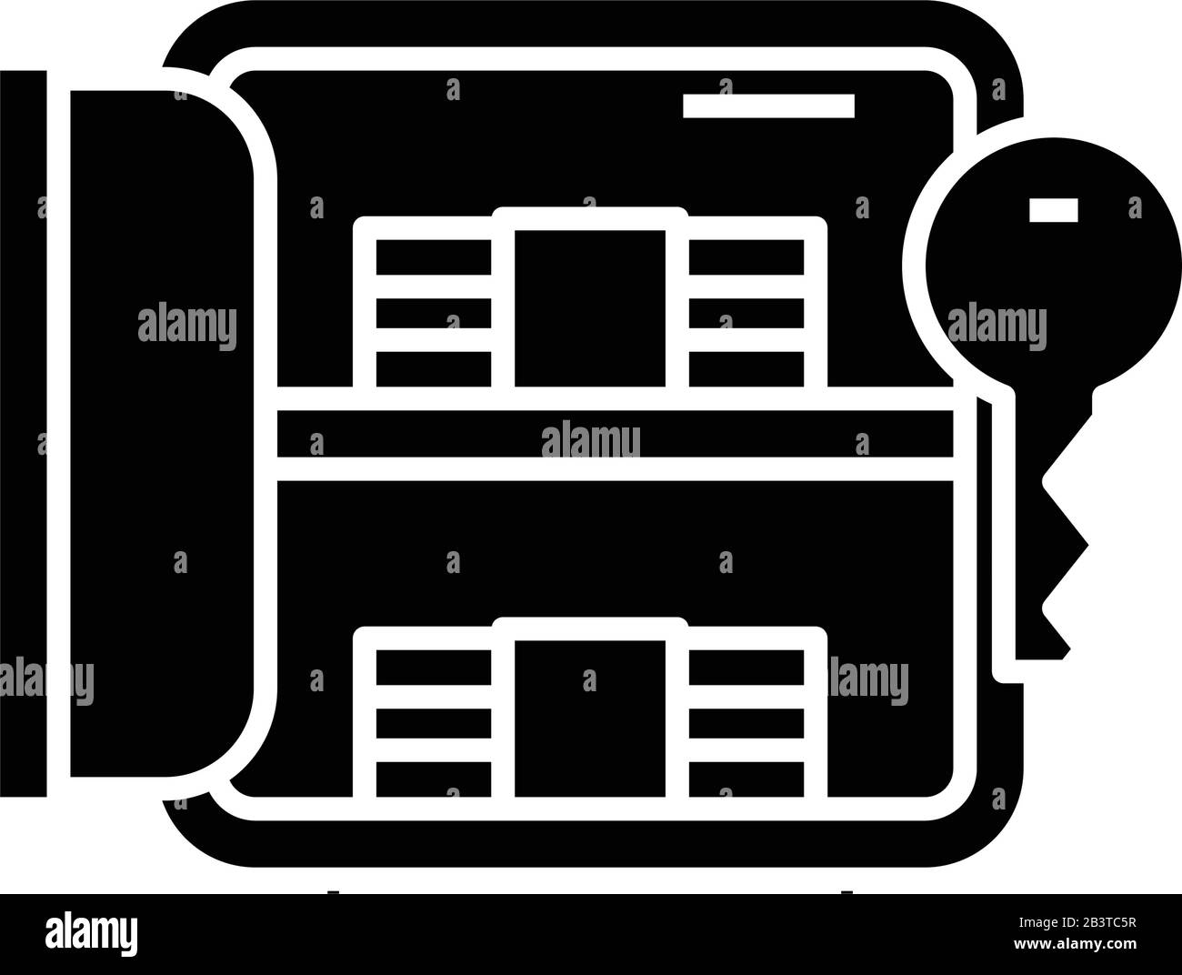 Safe key black icon, concept illustration, vector flat symbol, glyph