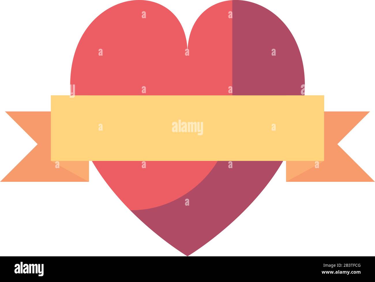 Heart with ribbon fill style icon design of love passion romantic ...