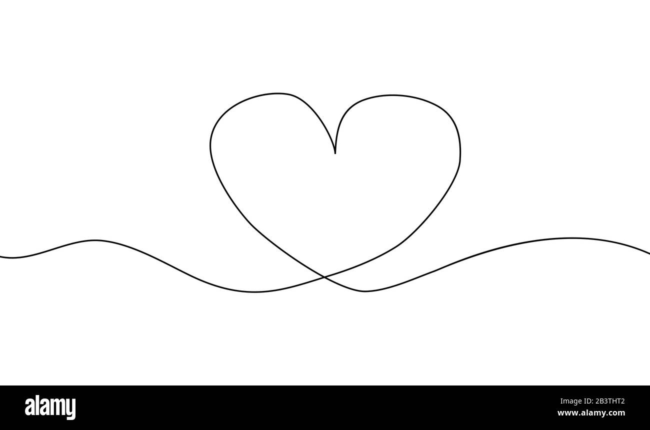Continuous Line Drawing Of Heart Black And White Minimalist Illustration Of Love Concept Stock Vector Image Art Alamy