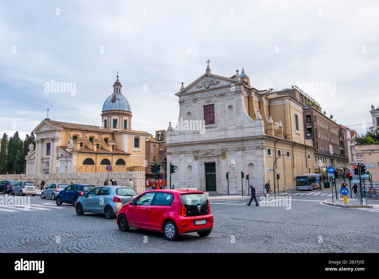 Largo San Rocco, with Church of Saint Roch 'all'Augusteo, Rome, Italy Stock Photo