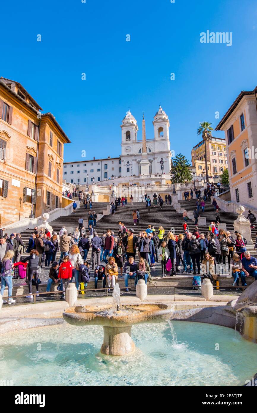 Fontana della Barcaccia, Scalinata di Trinita dei Monti, Spanish Steps, Rome, Italy Stock Photo