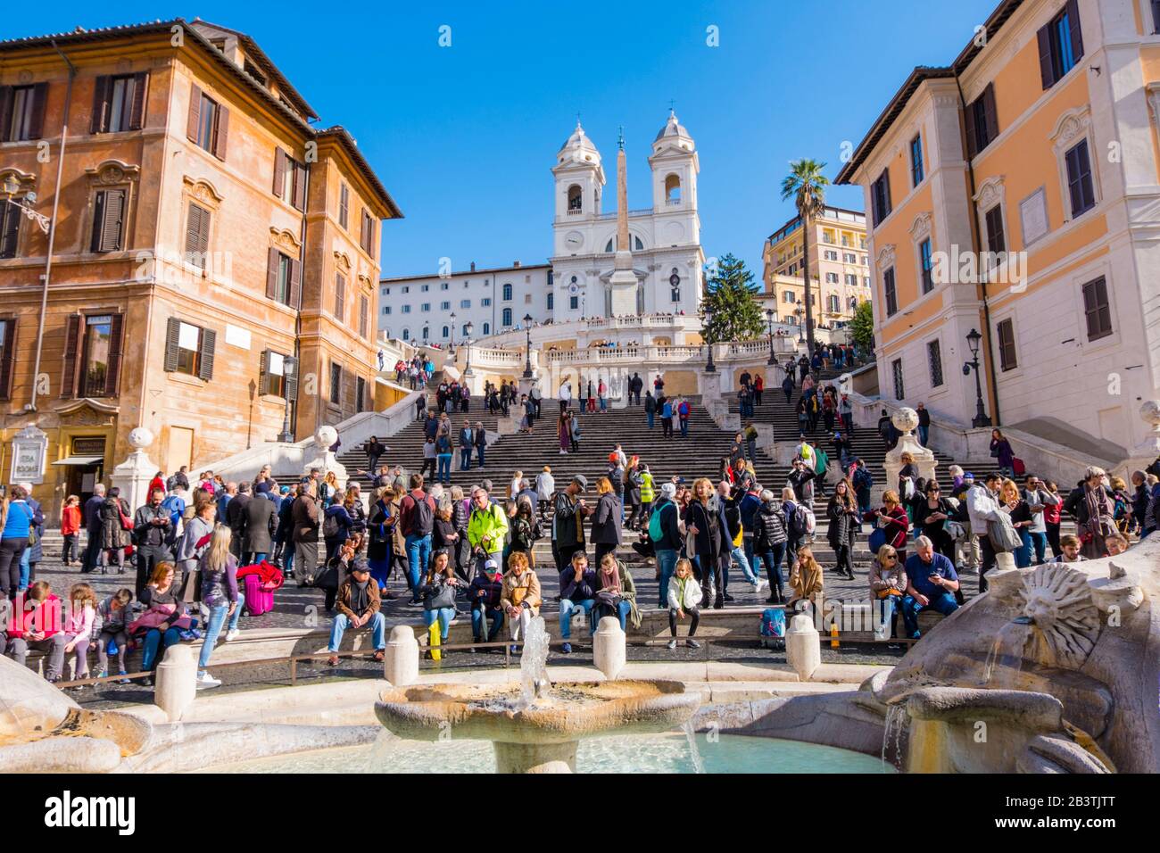 Fontana della Barcaccia, Scalinata di Trinita dei Monti, Spanish Steps, Rome, Italy Stock Photo