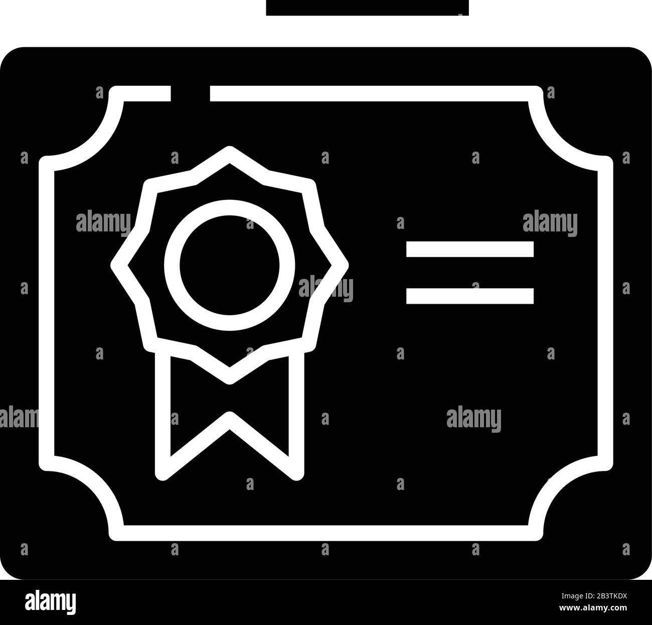 Stock certificate black icon, concept illustration, vector flat symbol