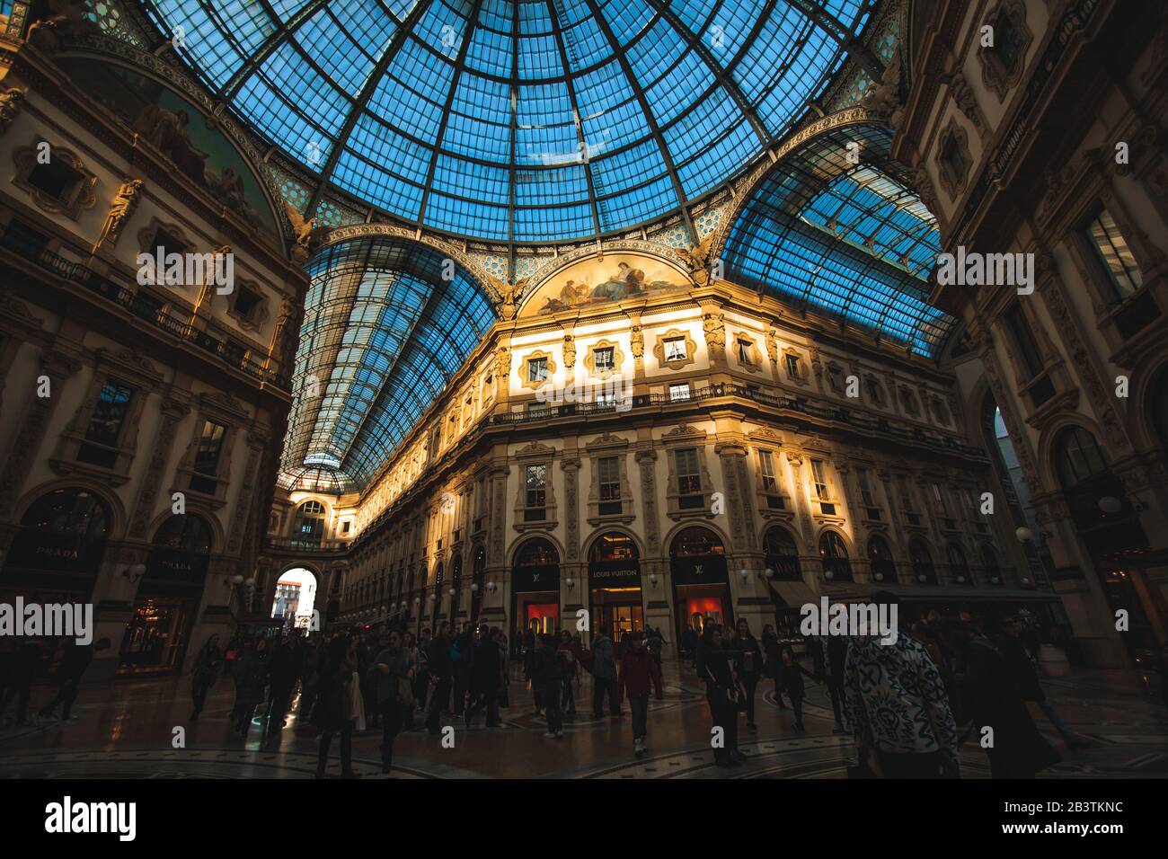 MILAN, ITALY February 5, 2016 crossroad of the Galleria Vittorio