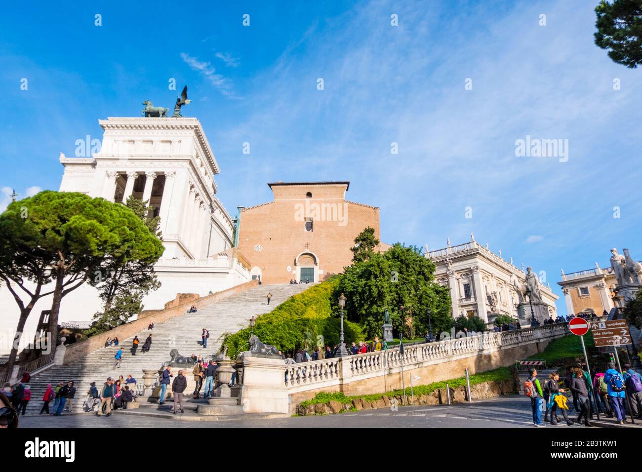 Vittoriano Museum Complex, Basilica di Santa Maria in Ara coeli and Cordonata Capitolina, Piazza Venezia, Rome, Italy Stock Photo