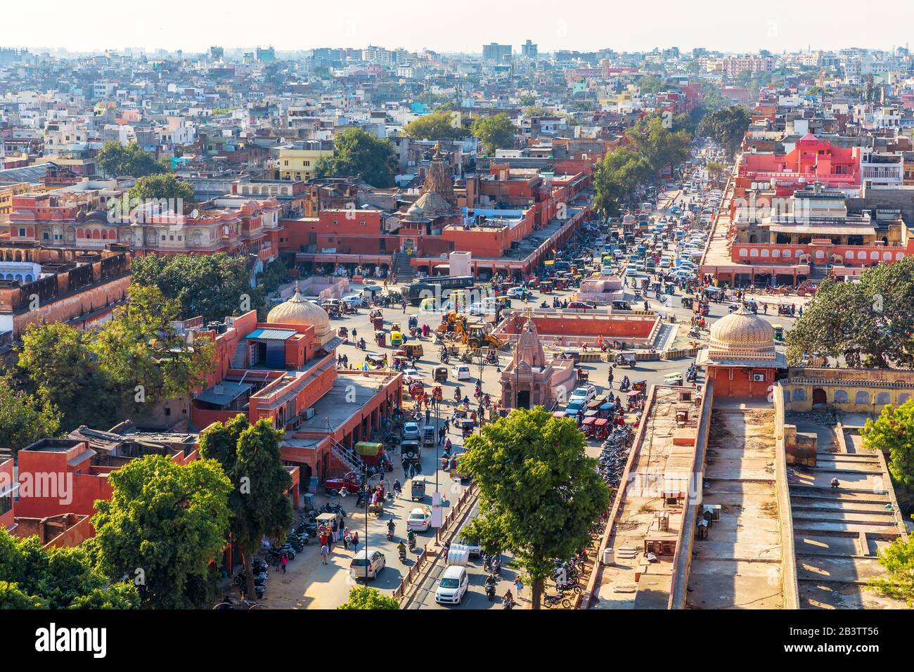 Jaipur downtown, pink city, aerial view, India Stock Photo - Alamy
