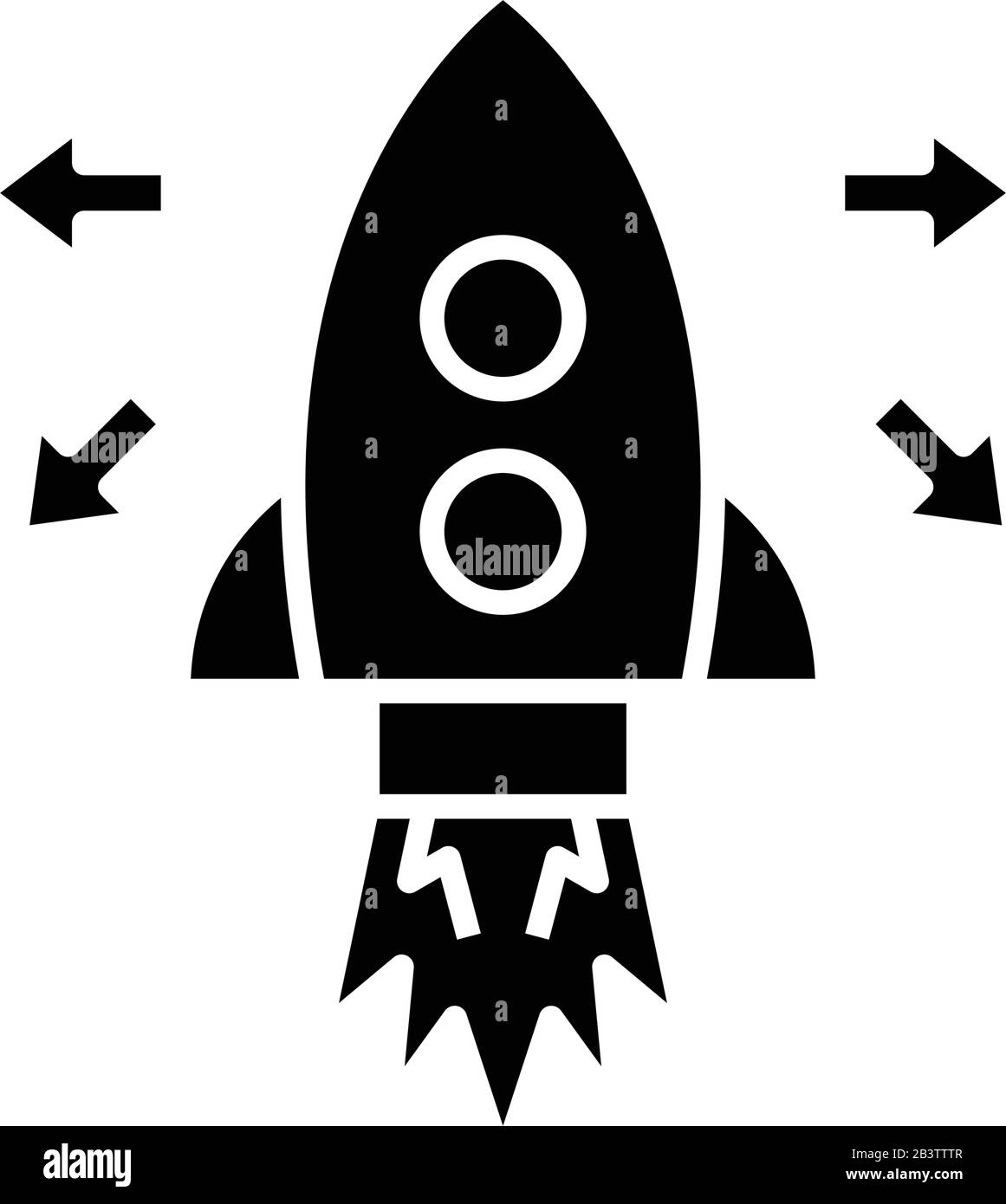 Rocket launch black icon, concept illustration, vector flat symbol ...