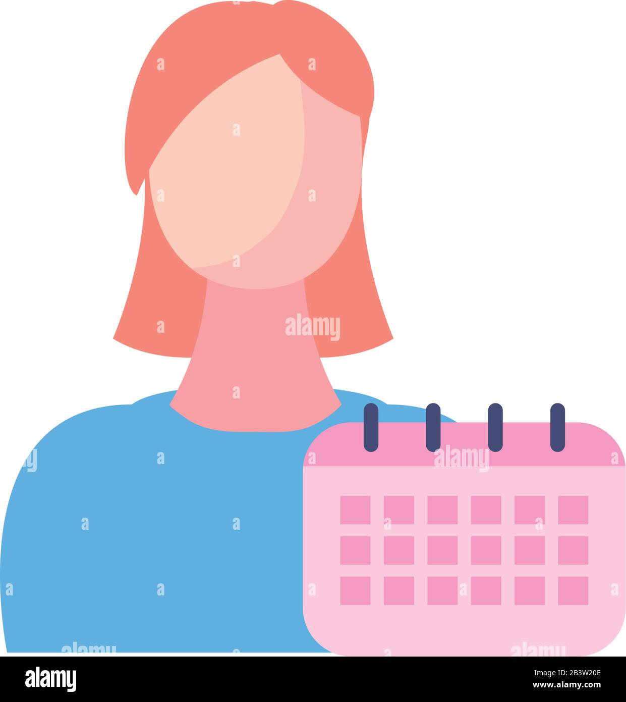 Avatar woman with calendar fill style icon design, Girl female person ...