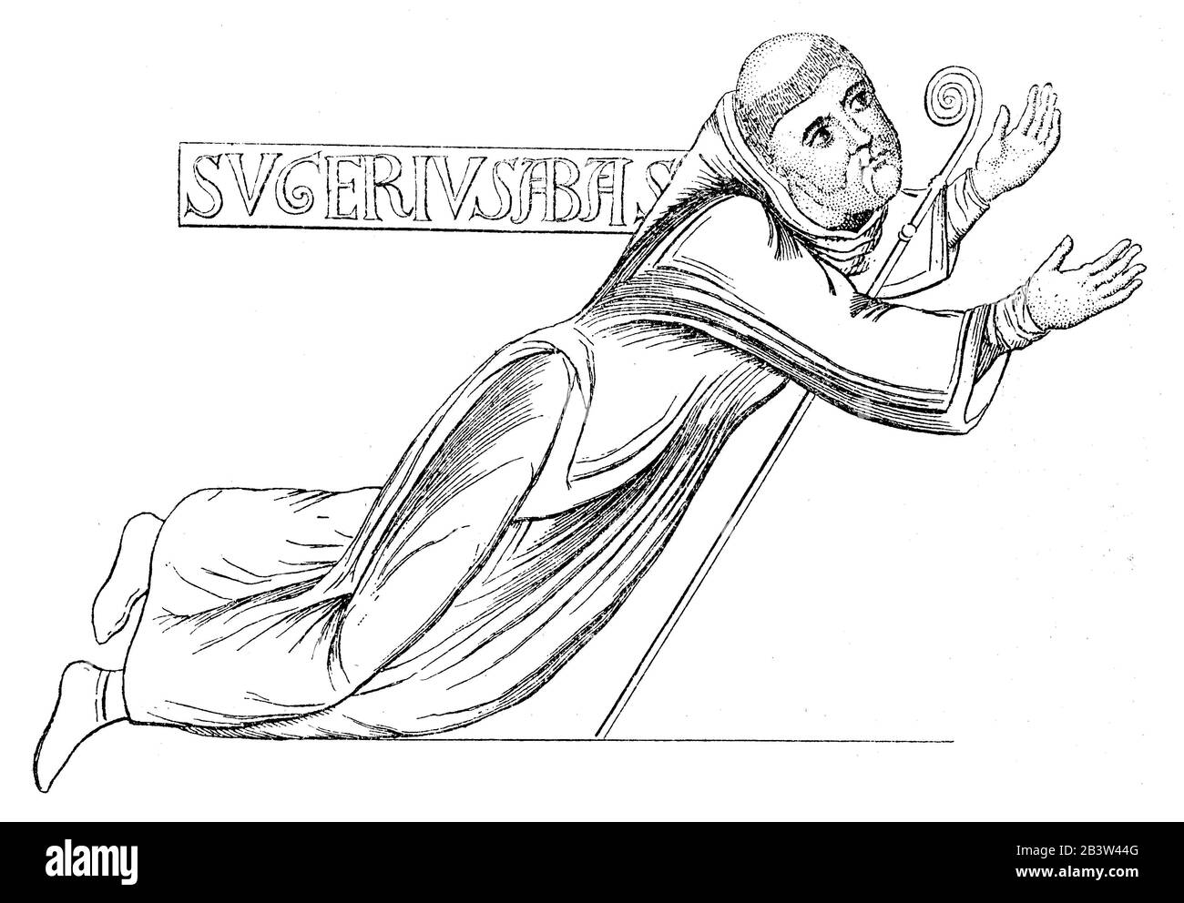 Suger (1081-1151), French church prince and statesman. After a stained glass painting in the choir of the church of St. Denis, built by Suger 1140-1145, ,  (history book, 1902) Stock Photo