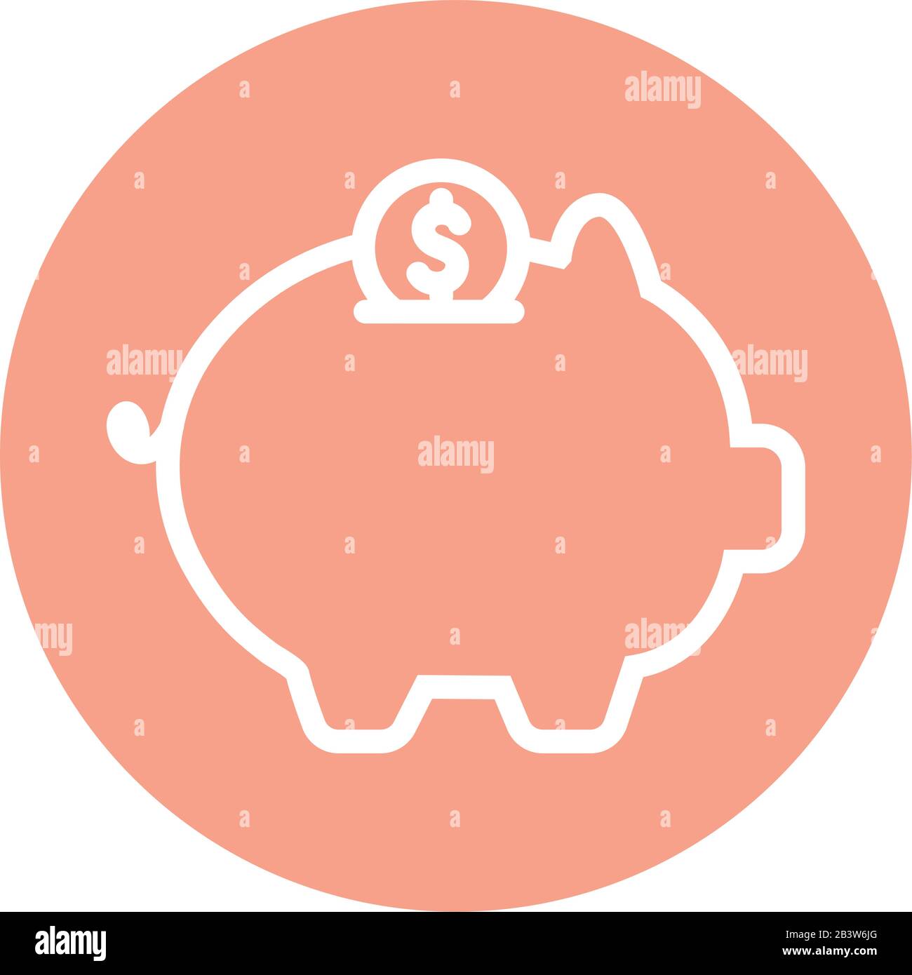 Isolated piggy with coin line and block style icon vector design Stock ...