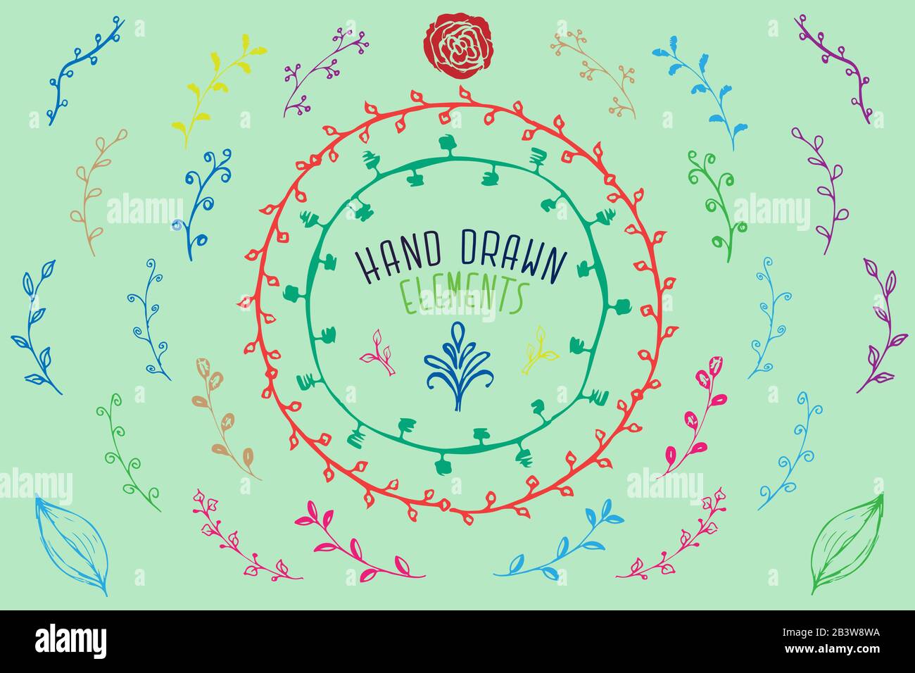 Hand-drawn vector elements. Spring elements.  Stock Vector