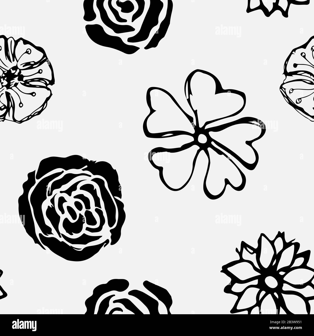 Romantic hand drawn seamless Black and White Stock Photos & Images - Alamy