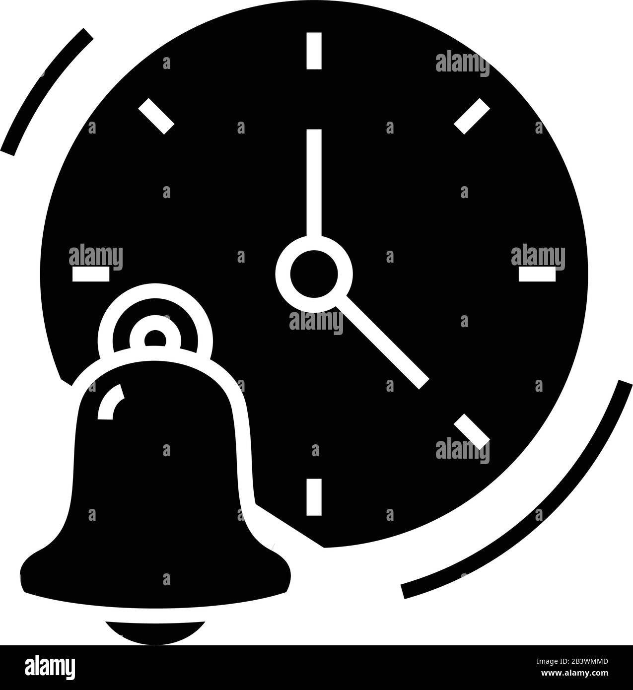 School bell black icon, concept illustration, vector flat symbol, glyph sign. Stock Vector