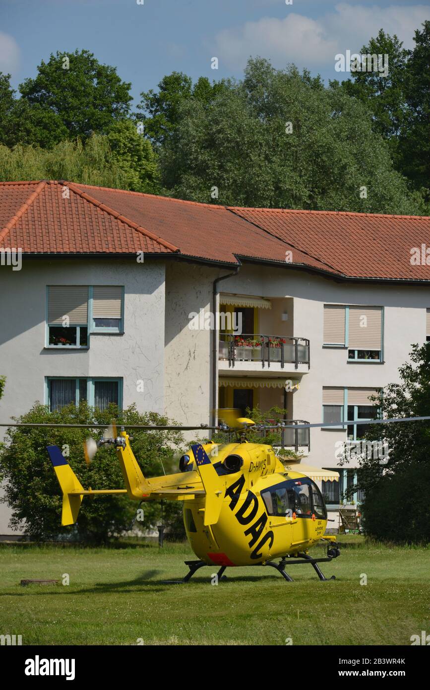 ADAC Hubschrauber, Christoph 71, Altenpflegezentrum, Kloster Lehnin, Lehnin, Brandenburg, Deutschland Stock Photo