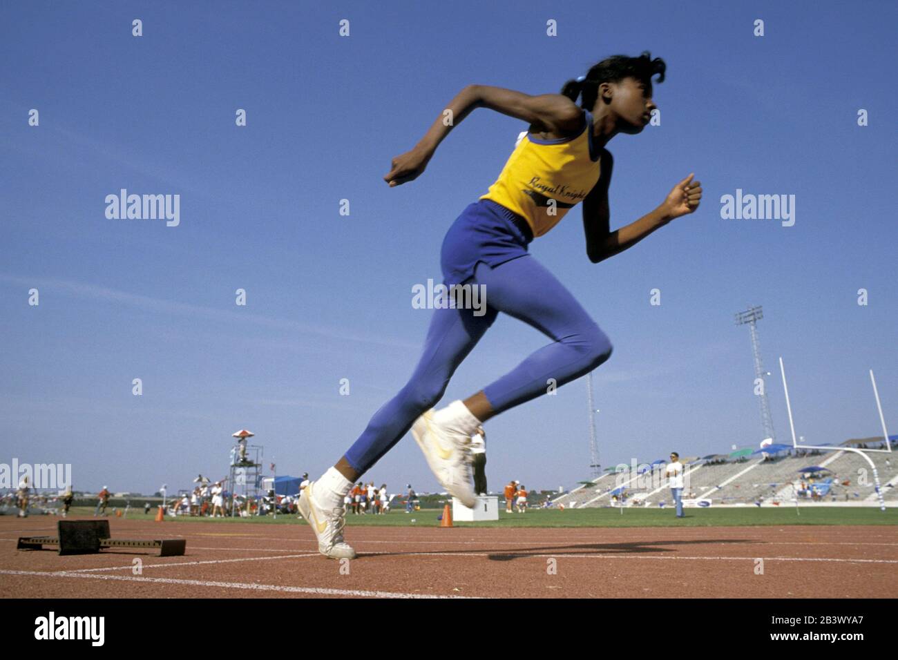 San Antonio Texas USA Black teen powers out of starting block at