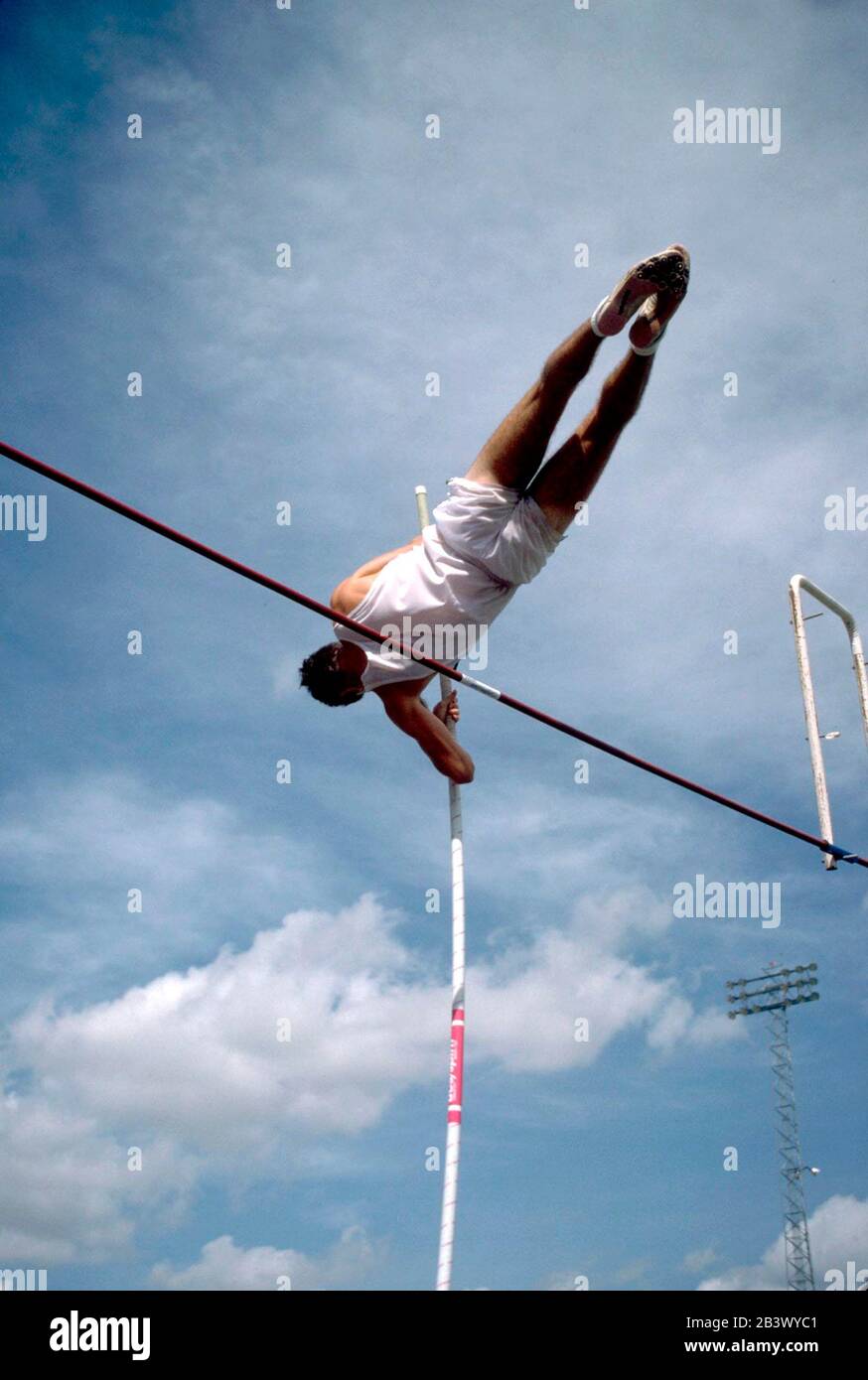 San Antonio, Texas USA Male teen competing in the pole vault at AAU