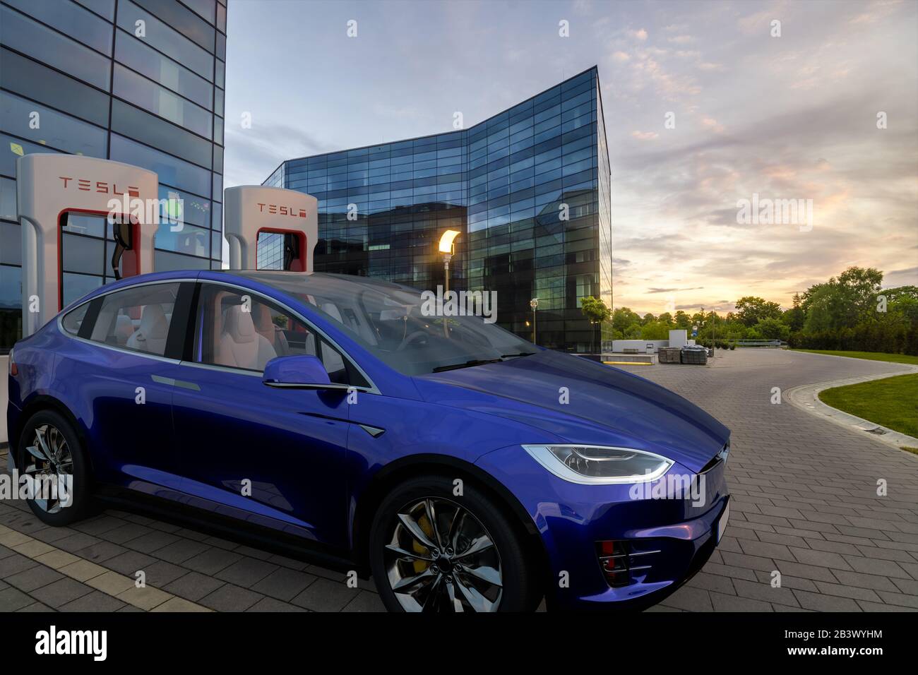 Tesla Model X during charging Stock Photo Alamy