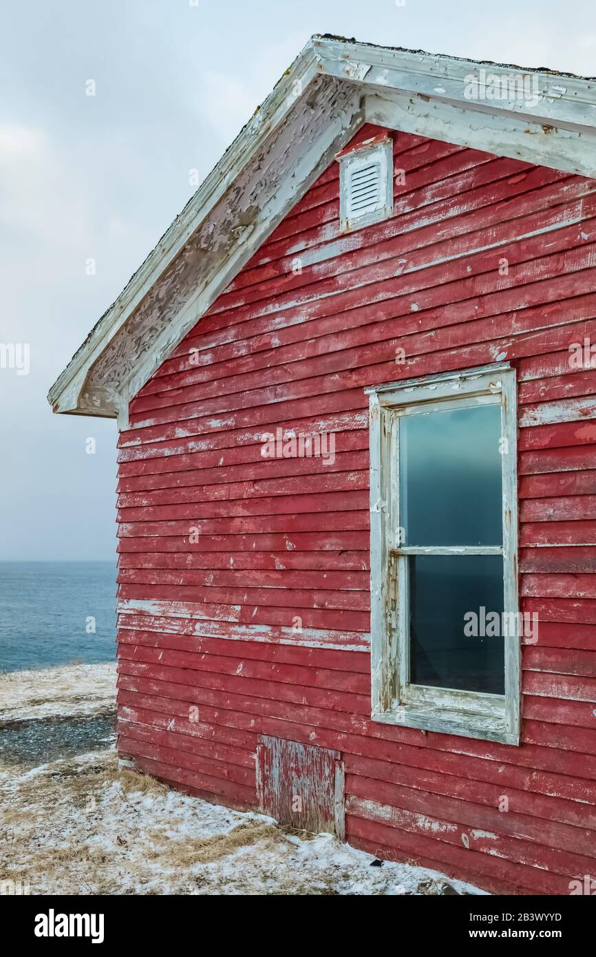 Structure at Cape Race Lighthouse on the Avalon Peninsula, Newfoundland, Canada Stock Photo