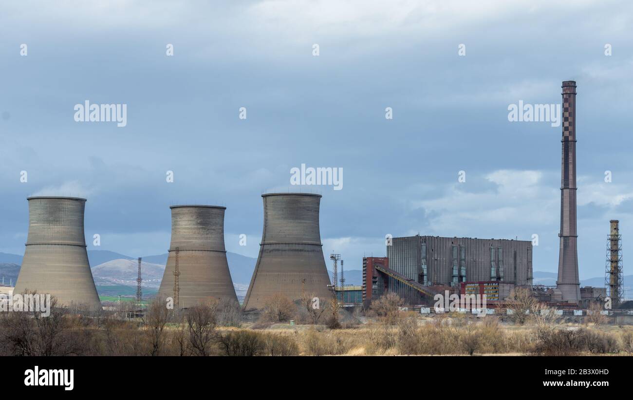 Thermal Coal Power plant chemney Stock Photo Alamy