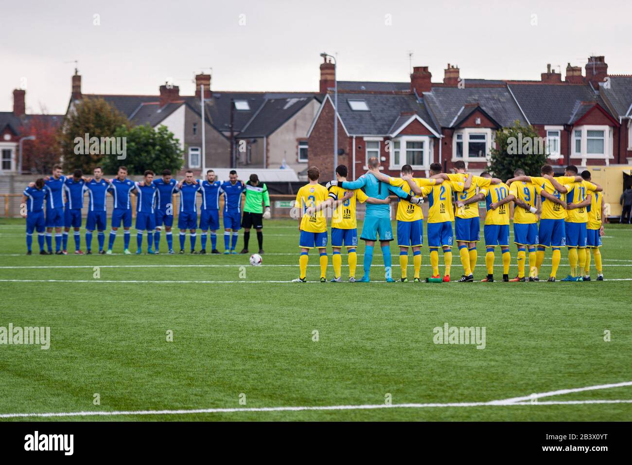 Barry Town United line-up against Port Talbot Town Stock Photo - Alamy