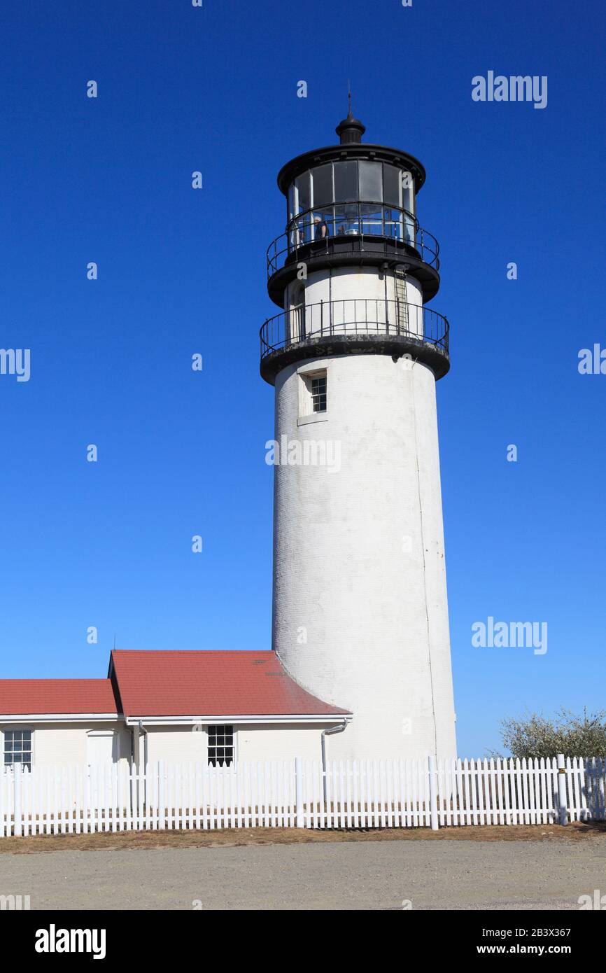 Cape Cod Highland Lighthouse, Highland Light, Cape Cod, North Truro, Massachusetts, New England, USA Stock Photo