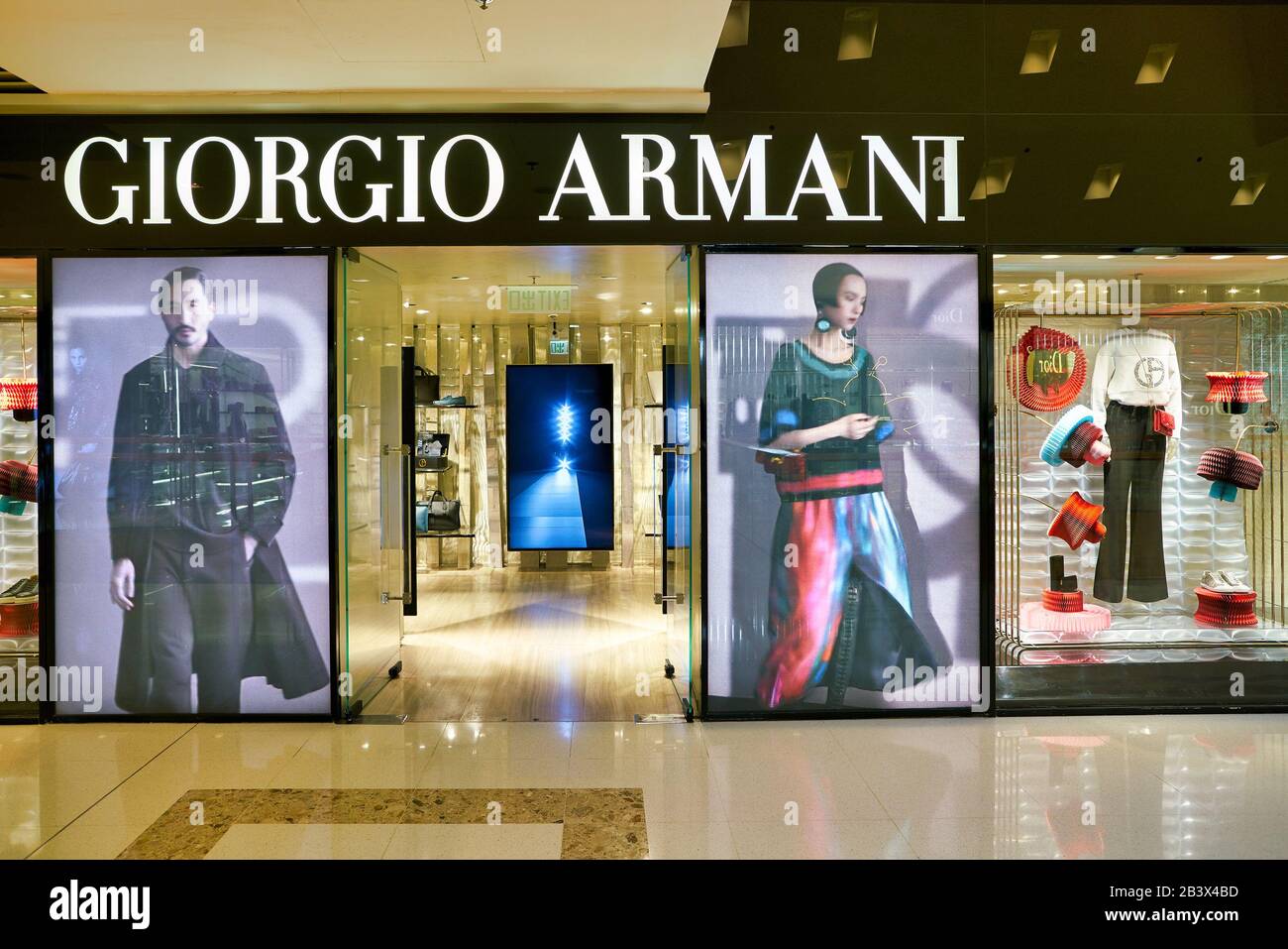 Giorgio Armani Store Milan 2017 Night Stock Photo 1614196819