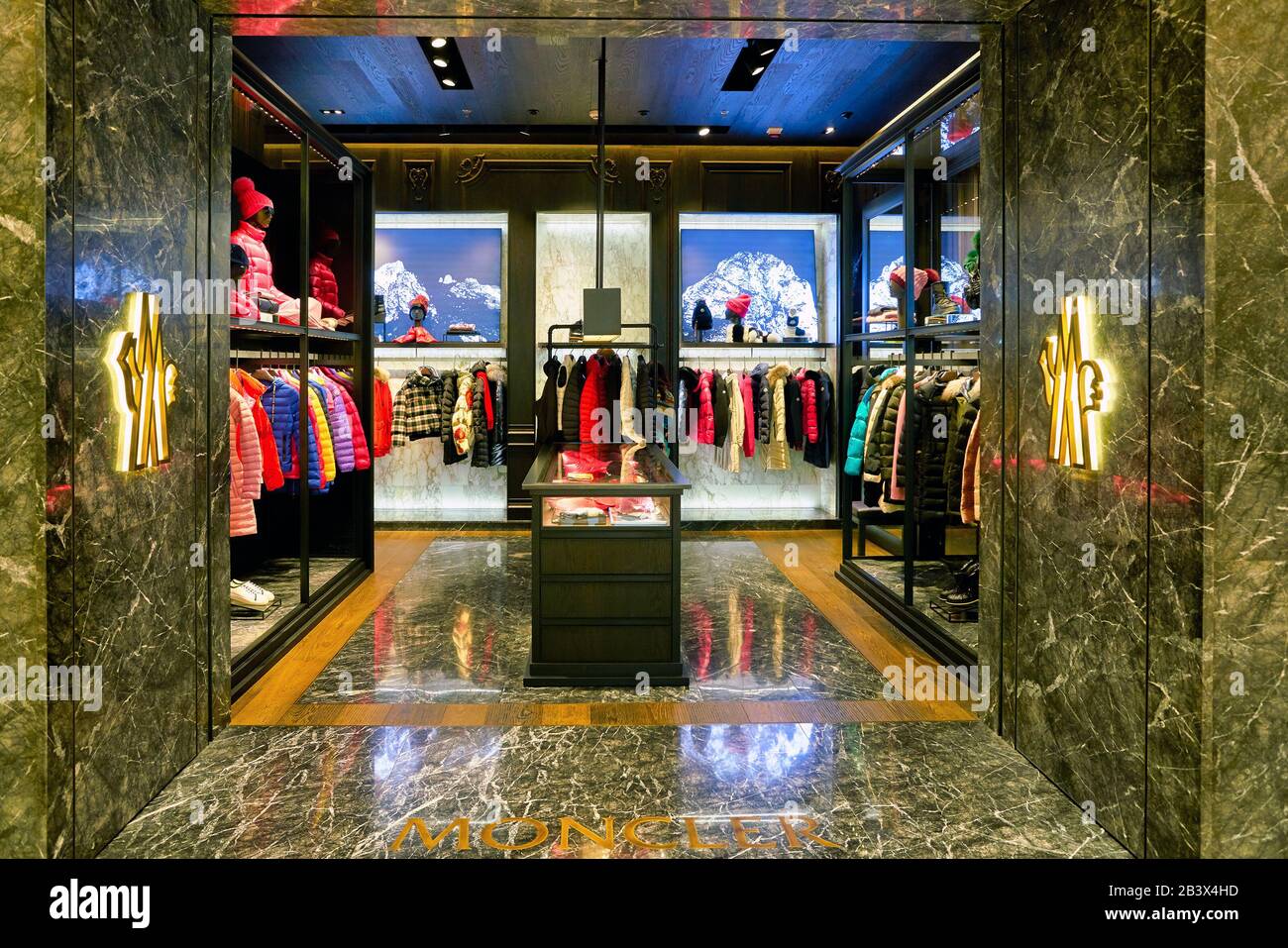 HONG KONG, CHINA - CIRCA JANUARY, 2019: entrance to Moncler store in  Elements shopping mall. Moncler S.p.A is an Italian apparel and lifestyle  company Stock Photo - Alamy