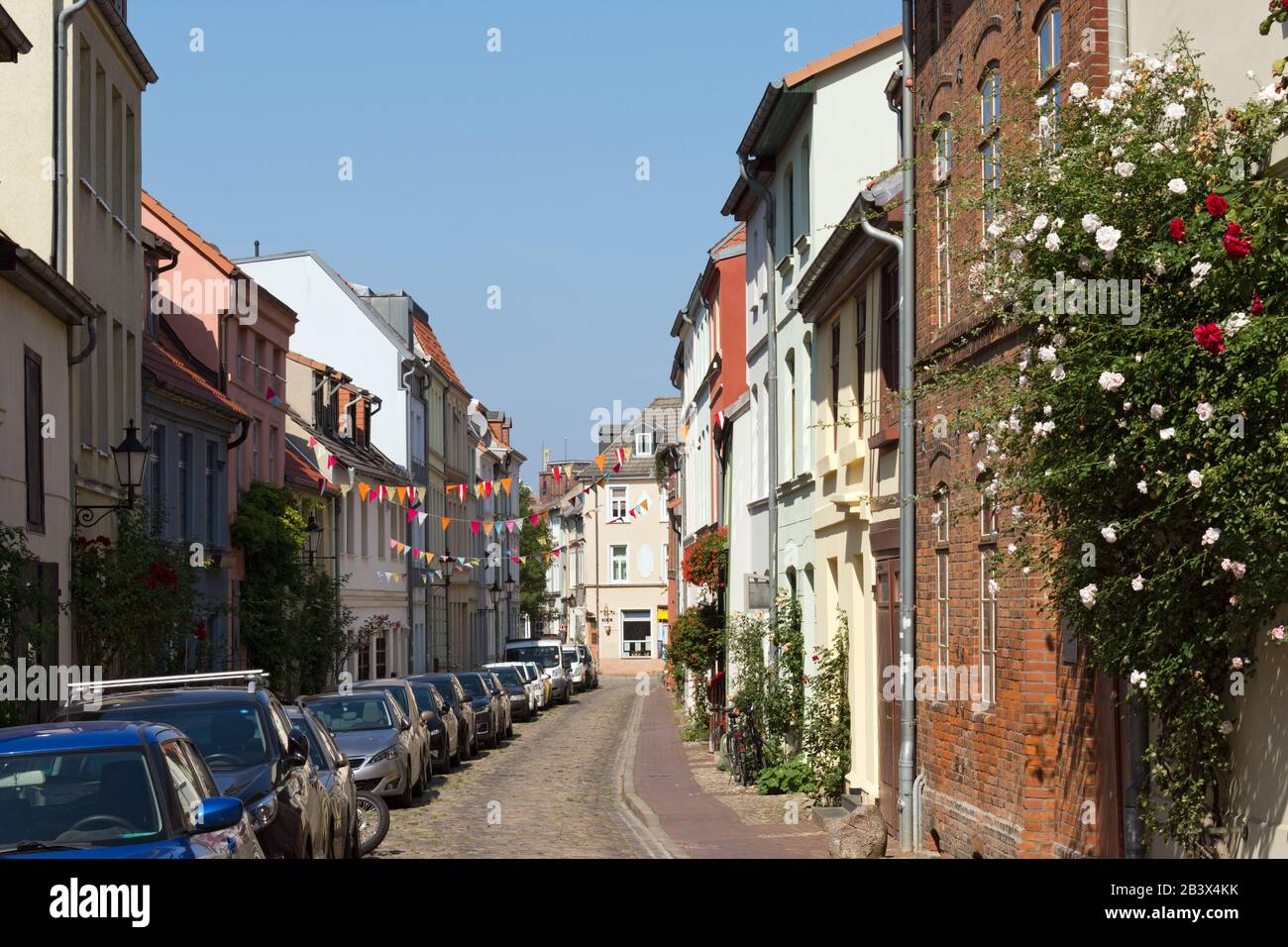 Historic Alley at Wismar, Mecklenburg Western Pomerania, Germany, Europe Stock Photo