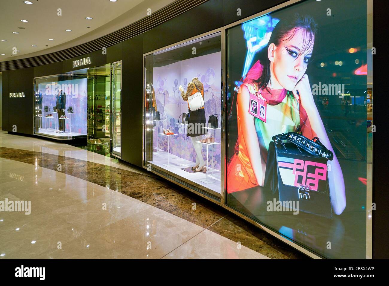 HONG KONG, CHINA - CIRCA JANUARY, 2019: storefront of Prada store in ...