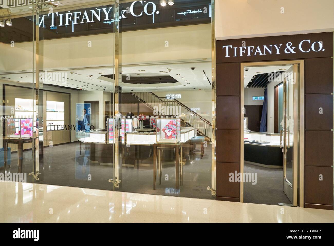 HONG KONG, CHINA CIRCA JANUARY, 2019 Tiffany & Co storefront in