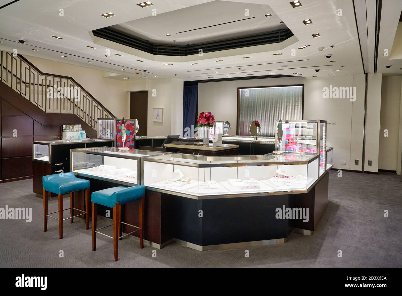 HONG KONG, CHINA CIRCA JANUARY, 2019 interior shot of Tiffany & Co