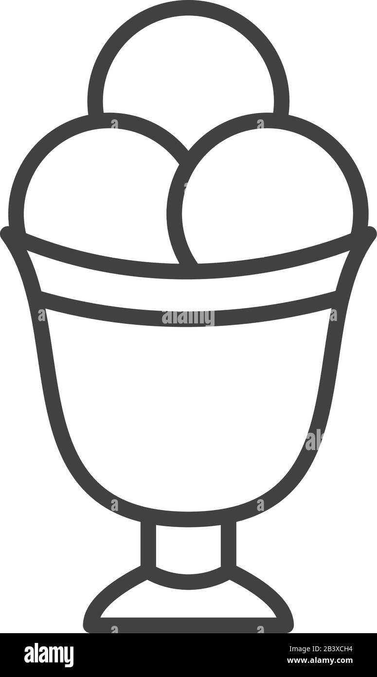 Ice cream line style icon design, Sweet dessert food flavor scoop ...