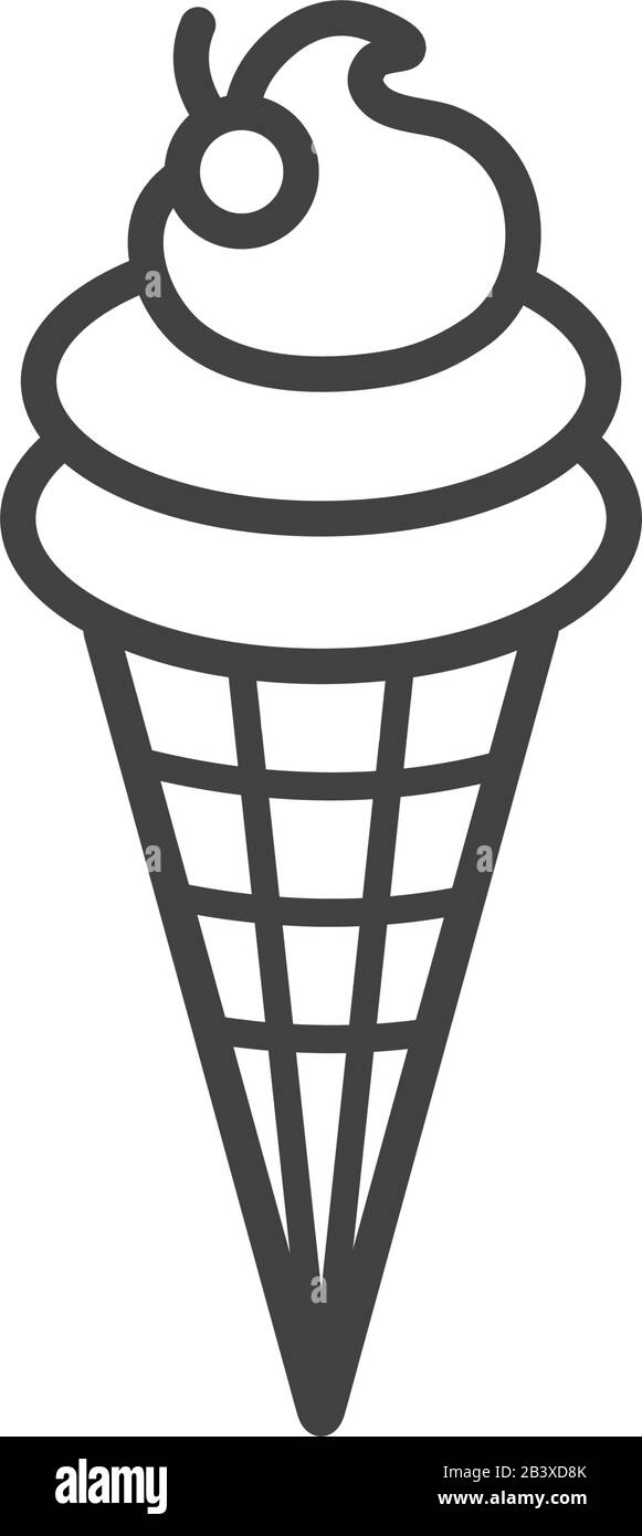 Ice cream line style icon design, Sweet dessert food flavor scoop ...