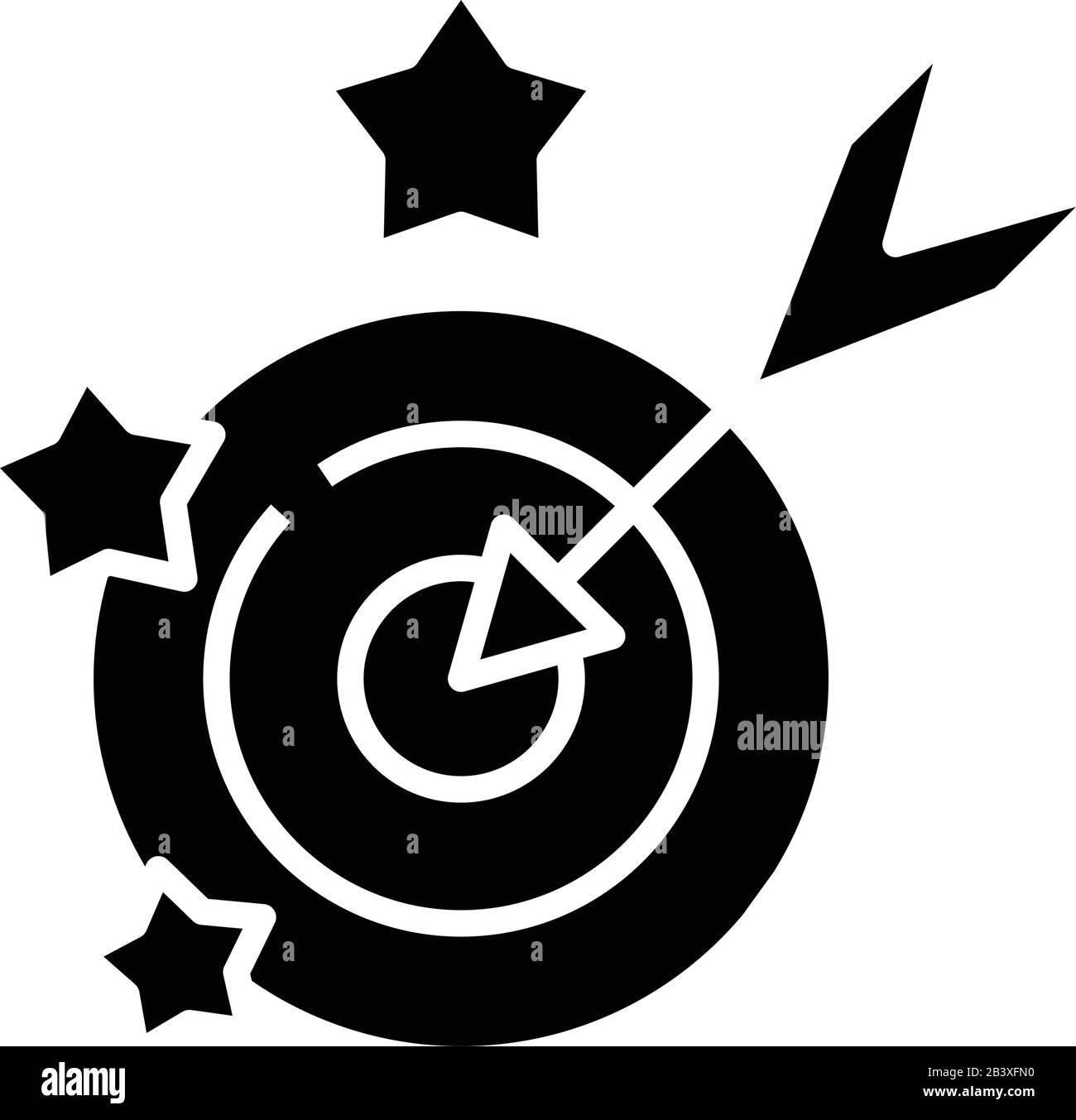 Reach goal black icon, concept illustration, vector flat symbol, glyph