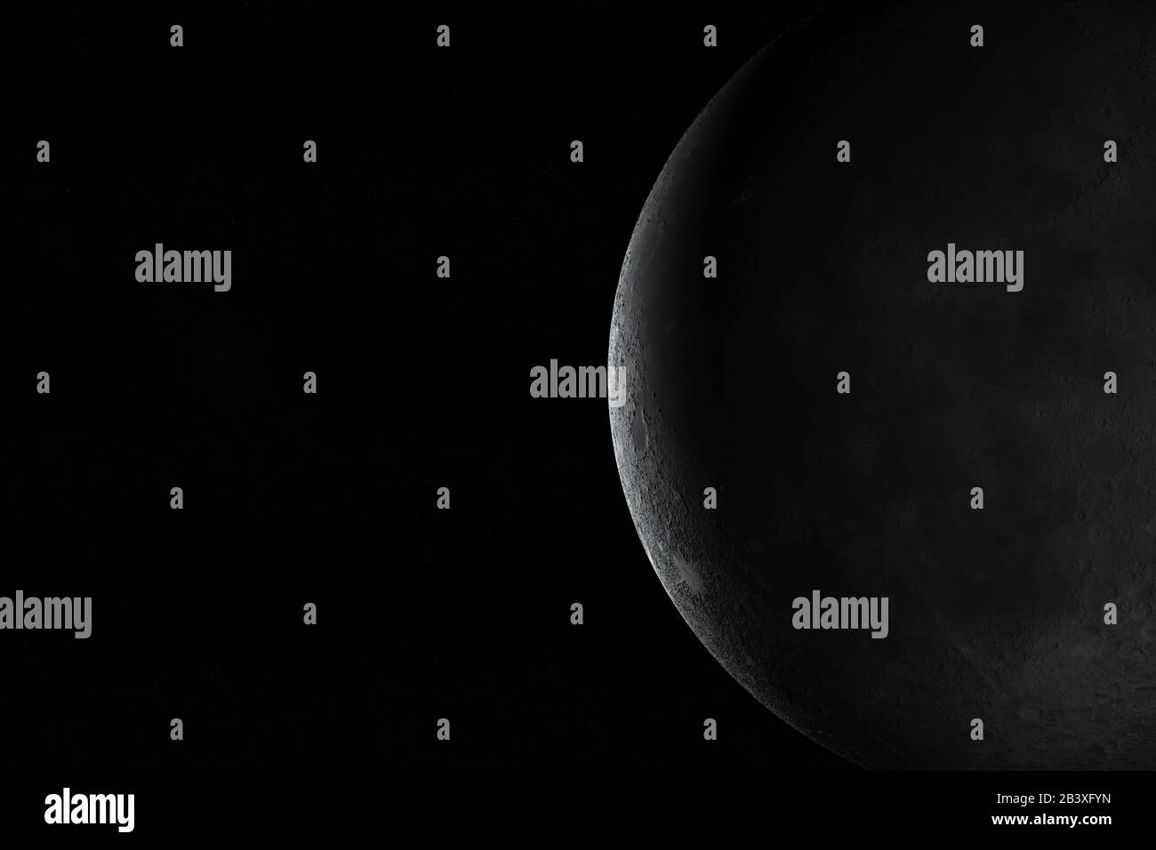 Waning moon satellite in the outer space. 3d render Stock Photo Alamy