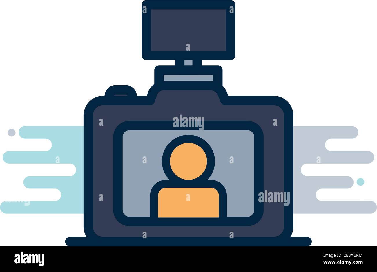 camera device with flash line fill block style icon design, photography ...