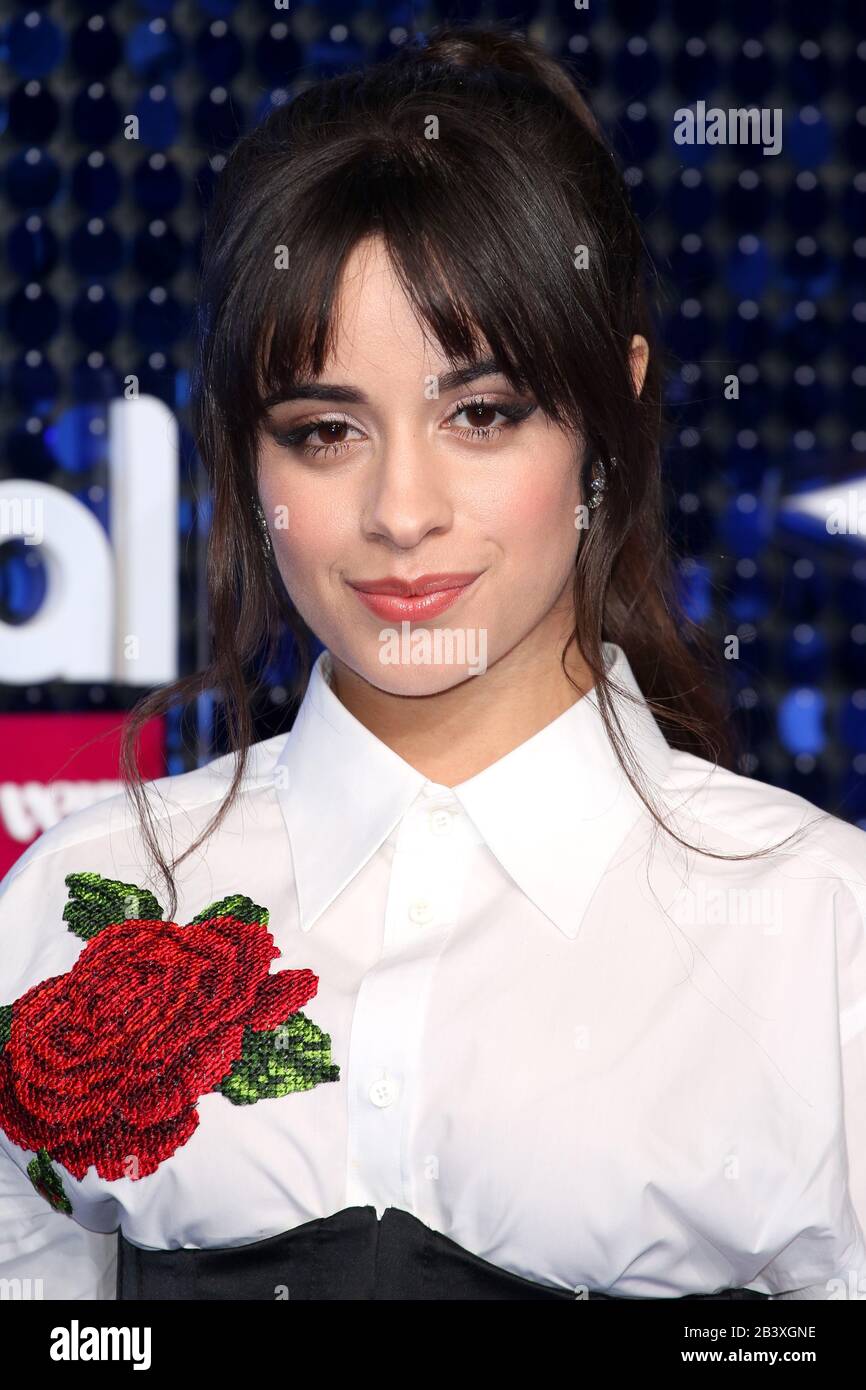 Camila Cabello attends The Global Awards 2020 with Very.co.uk at London's Eventim Apollo Hammersmith. Stock Photo
