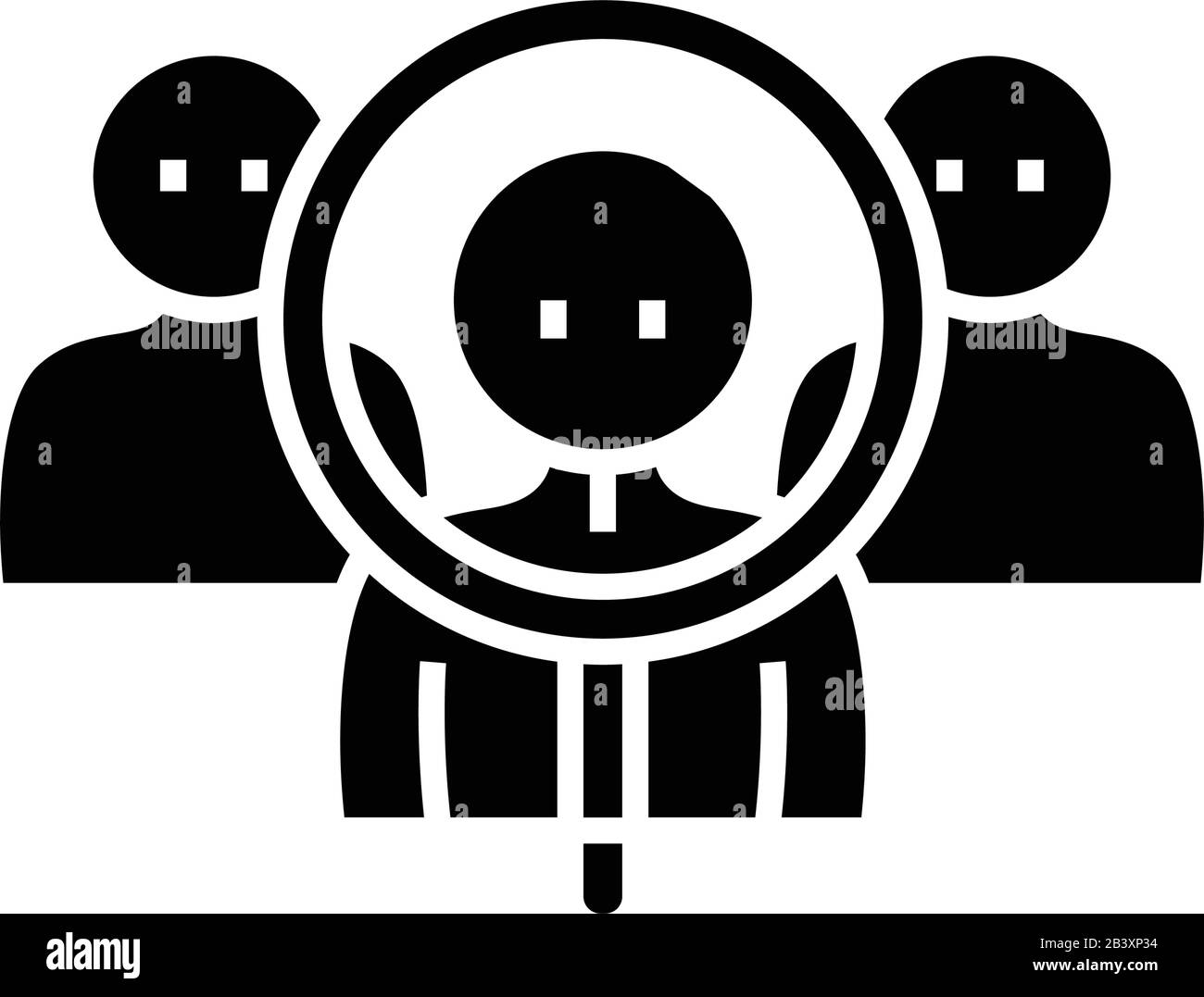 Searching clients black icon, concept illustration, vector flat symbol ...