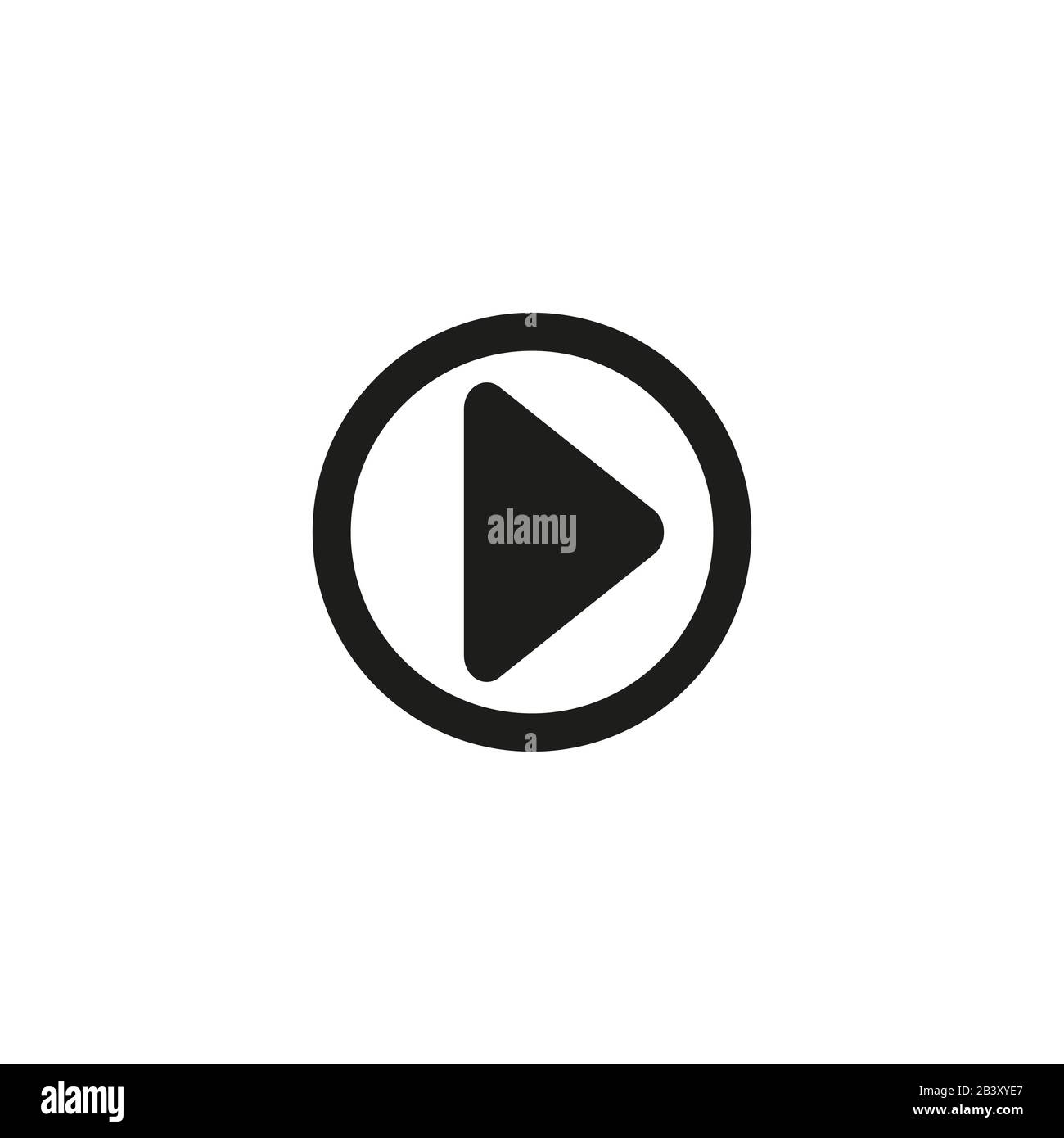 Play button icon in trendy flat style isolated on grey background. Play