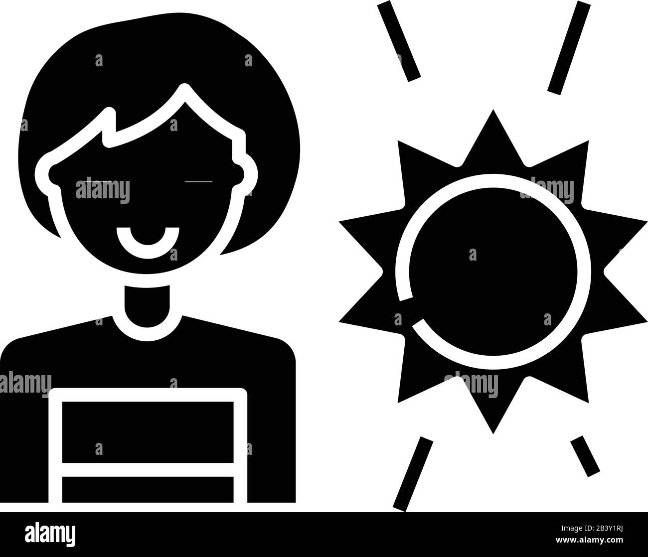 Sunlight black icon, concept illustration, vector flat symbol, glyph ...