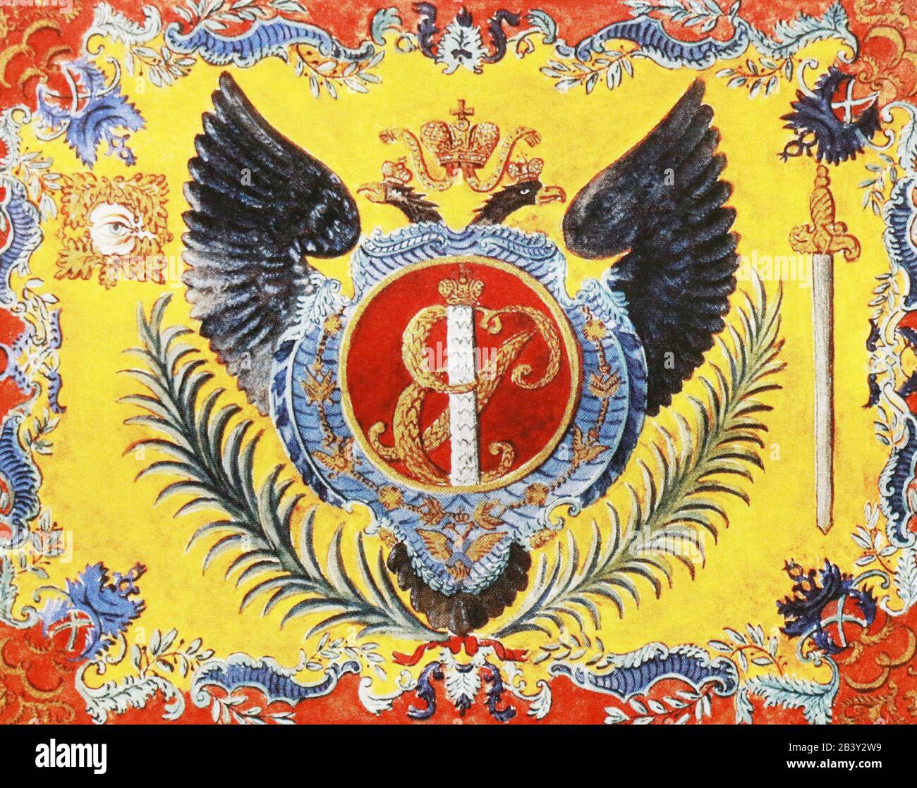 A russian flag with a double headed eagle. Russian flag russian coat of arms  russian imperial eagle. - PICRYL - Public Domain Media Search Engine Public  Domain Search