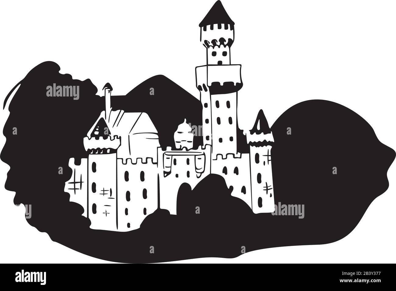 castle in the mountains Stock Vector