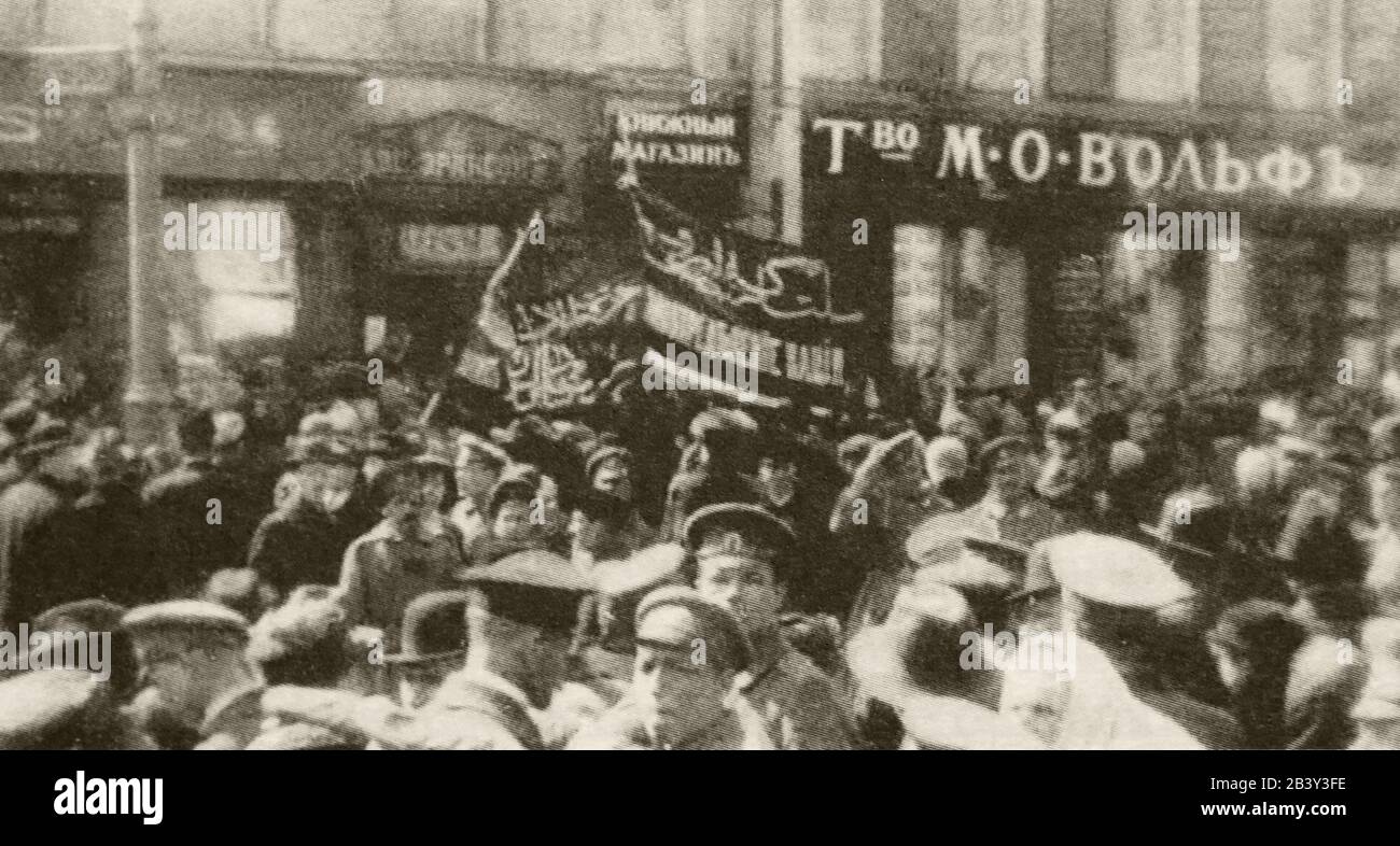Muslims participating in the demonstration on May 1, 1917 in Petrograd. Stock Photo