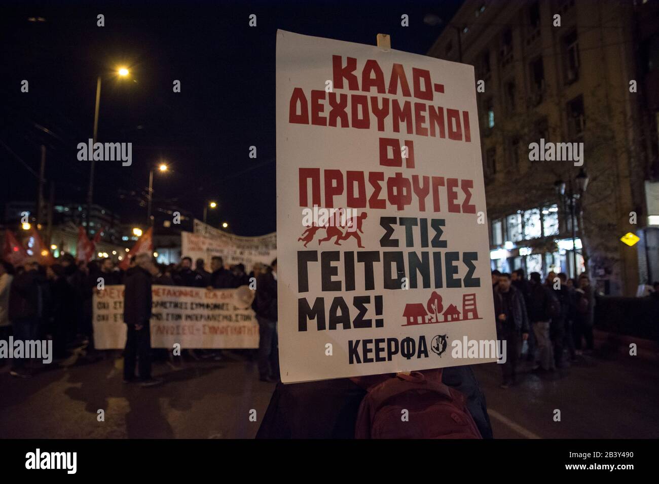 March 5, 2020, Athens, Greece: A Placard Reads, Refugees Welcome, As ...