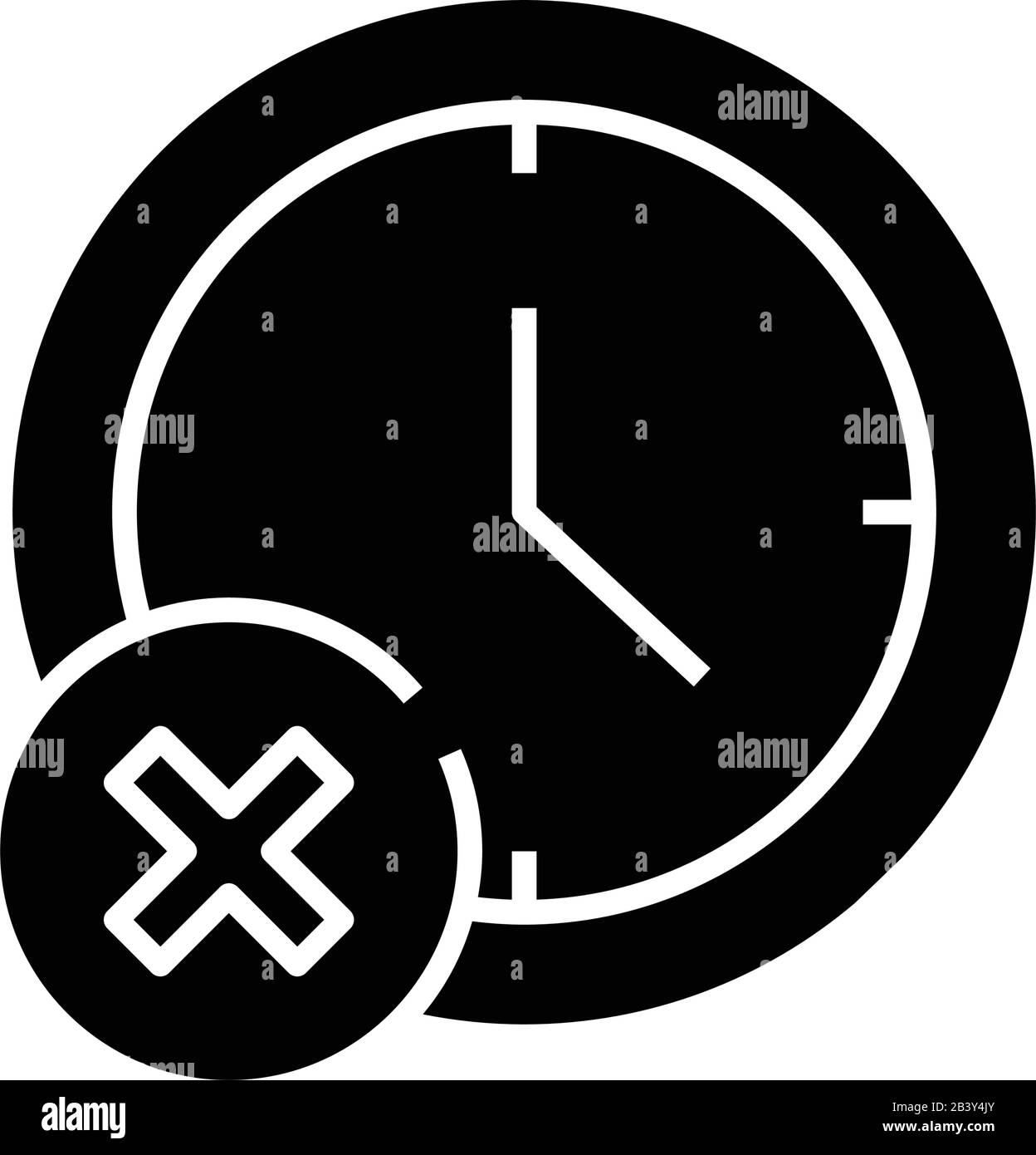 Run out of time black icon, concept illustration, vector flat symbol ...