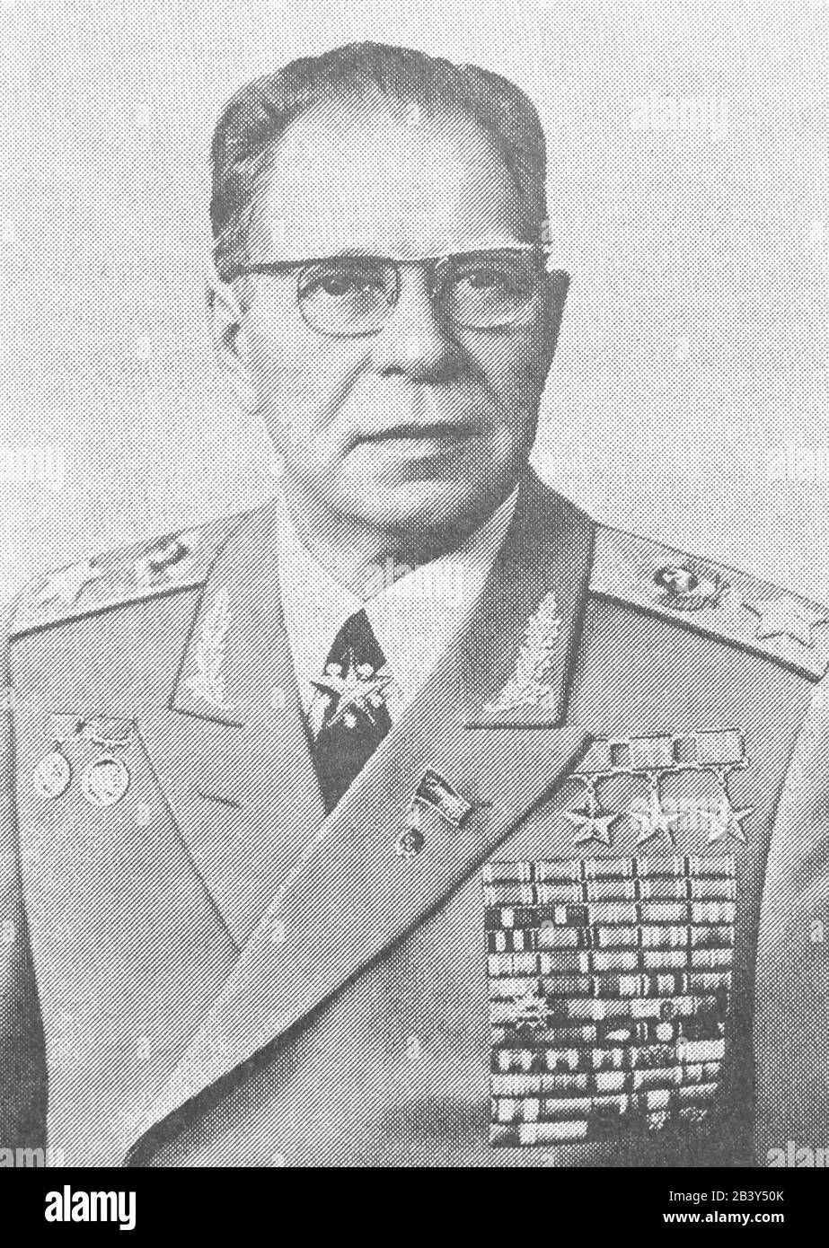 Photo portrait of Marshal of the Soviet Union Dmitry Ustinov in 1984. Stock Photo