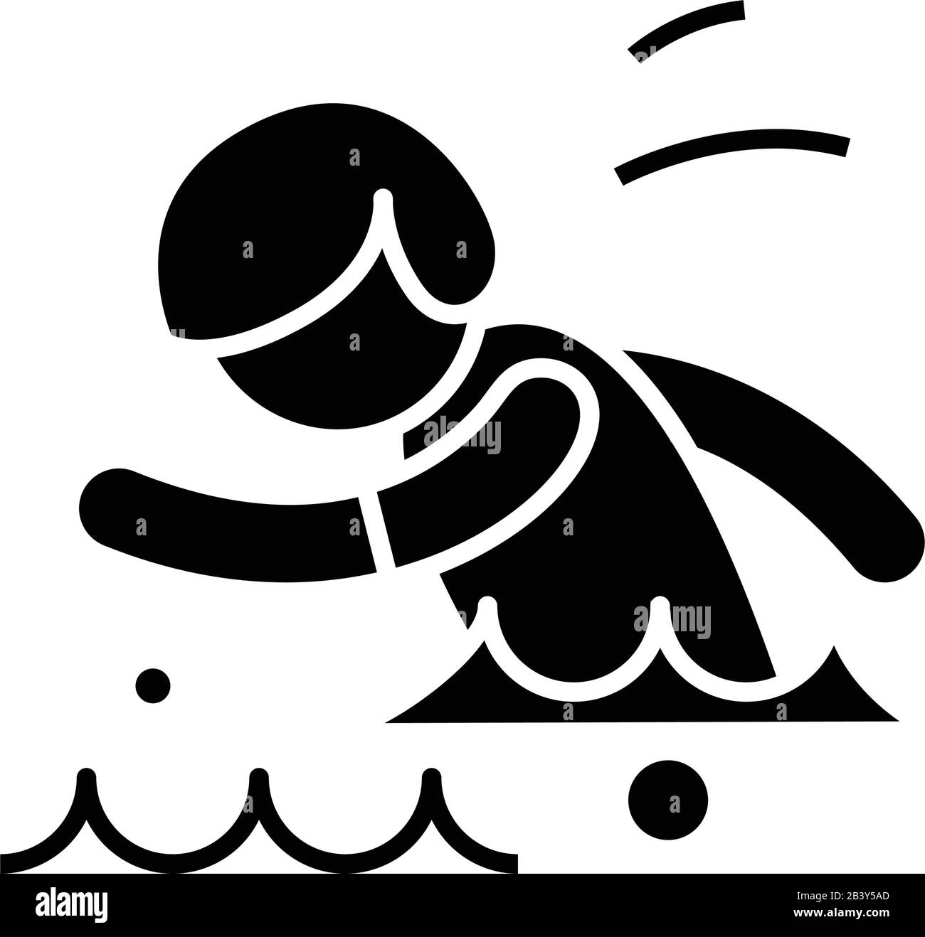 Swimmer black icon, concept illustration, vector flat symbol, glyph sign. Stock Vector