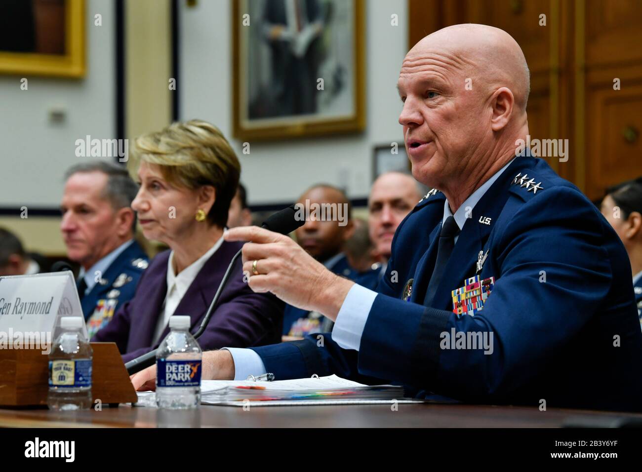 U.S. Space Force Chief of Space Operations Gen. John W. Raymond testifies before the House Armed Services Committee March 4, 2020 in Washington, DC. Stock Photo